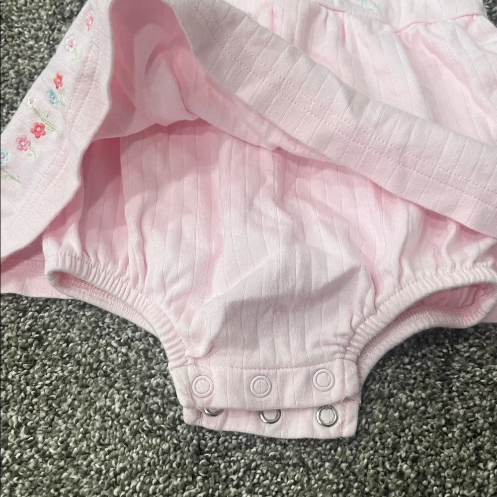 Pink Baby Dress with Floral Embroidery